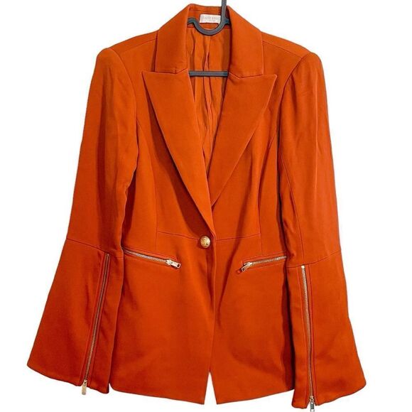 Ramy Brook Rachel Zip Sleeve Single Button Blazer in Cinnamon 6 - Picture 4 of 13